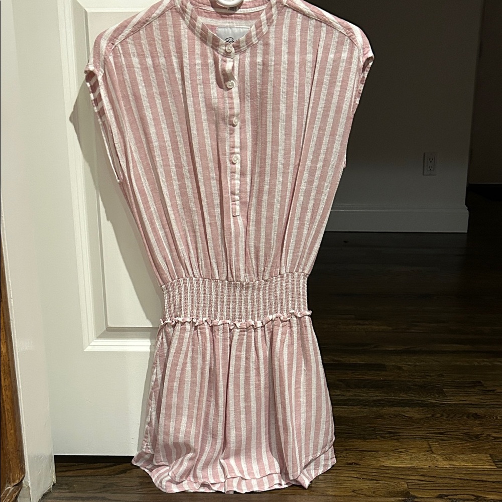 NWT Rails Angelina Pale Pink and White Striped Mini Dress Linen Blend Size XS - Picture 5 of 10